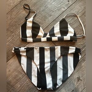 Mikoh Black and White Striped Bikini
